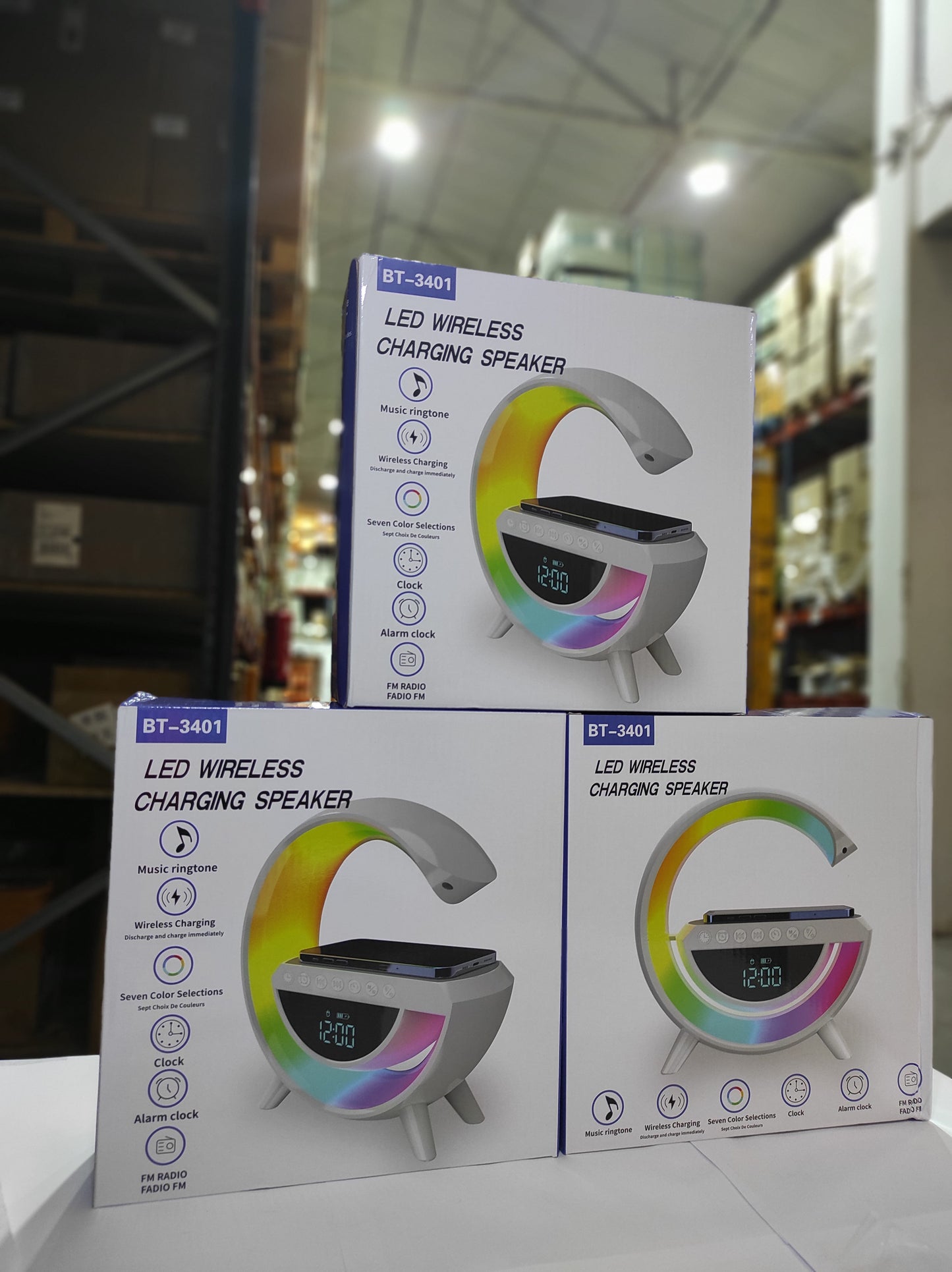 Altavoz Bluetooth G - Cargador inalámbrico + Lámpara LED + Reloj despertador